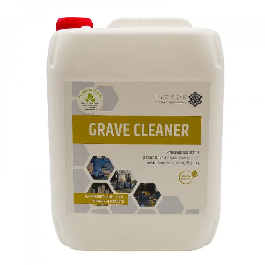 5L kanne med gravsteinrens, egnet for rengjøring av naturstein og gravsteiner